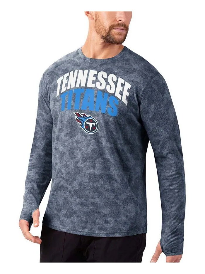 Мужская темно-синяя футболка с длинным рукавом и камуфляжным принтом Tennessee Titans MSX by