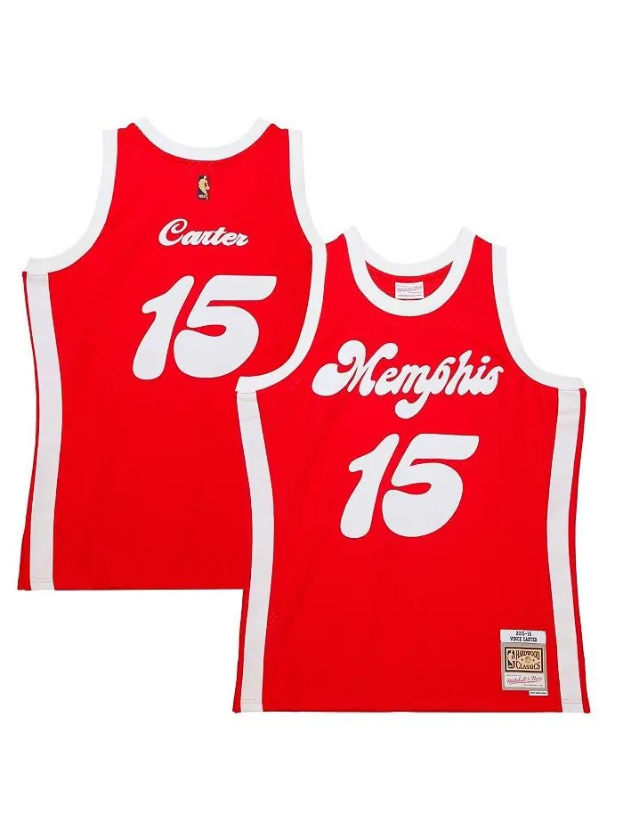 Мужская красная мужская футболка Vince Carter Memphis Grizzlies Hardwood Classics в стиле ретро с