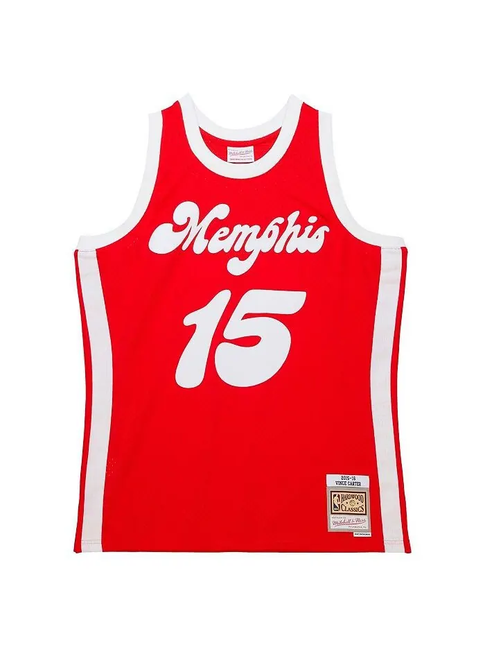Мужская красная мужская футболка Vince Carter Memphis Grizzlies Hardwood Classics в стиле ретро с — изображение 2 из 3
