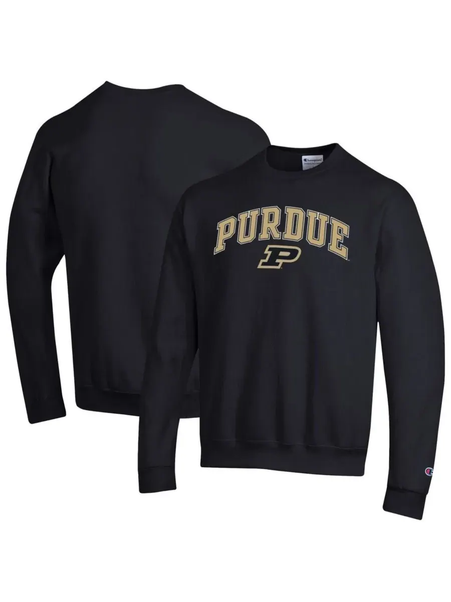 Мужская черная толстовка с логотипом Purdue Boilermakers Arch Over Logo Champion
