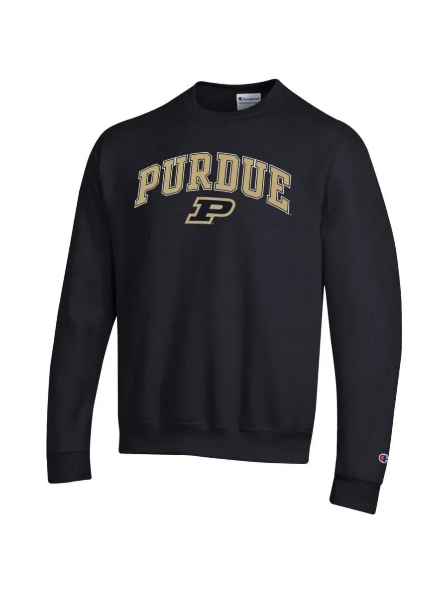 Мужская черная толстовка с логотипом Purdue Boilermakers Arch Over Logo Champion — изображение 2 из 3, черный