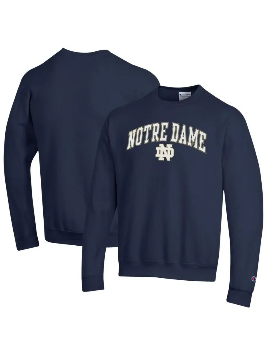 Champion Мужская темно-синяя толстовка с логотипом Notre Dame Fighting Irish Arch Over Logo