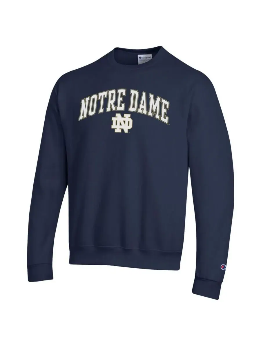 Champion Мужская темно-синяя толстовка с логотипом Notre Dame Fighting Irish Arch Over Logo — изображение 3 из 3, темно-синий
