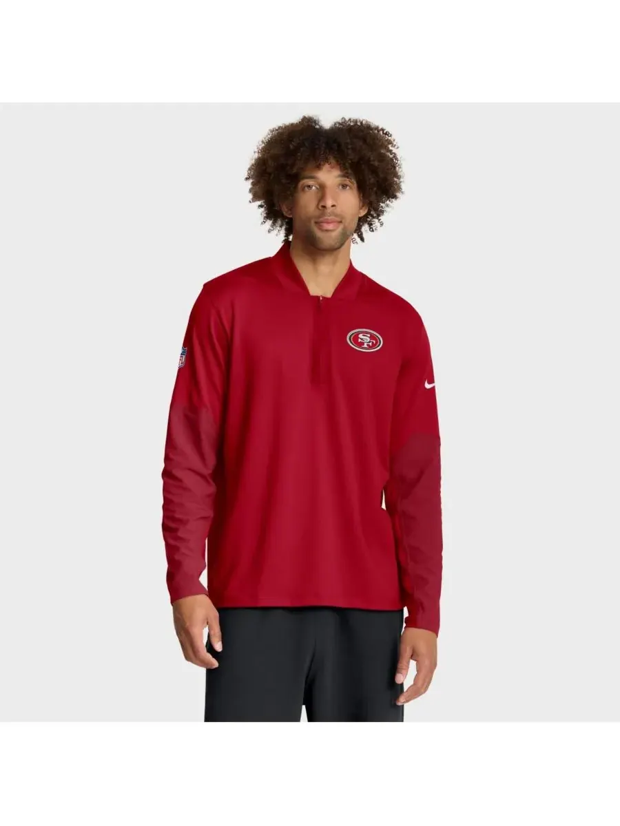 Мужская алая толстовка с капюшоном San Francisco 49ers Sideline Dri-FIT с половинной молнией Nike