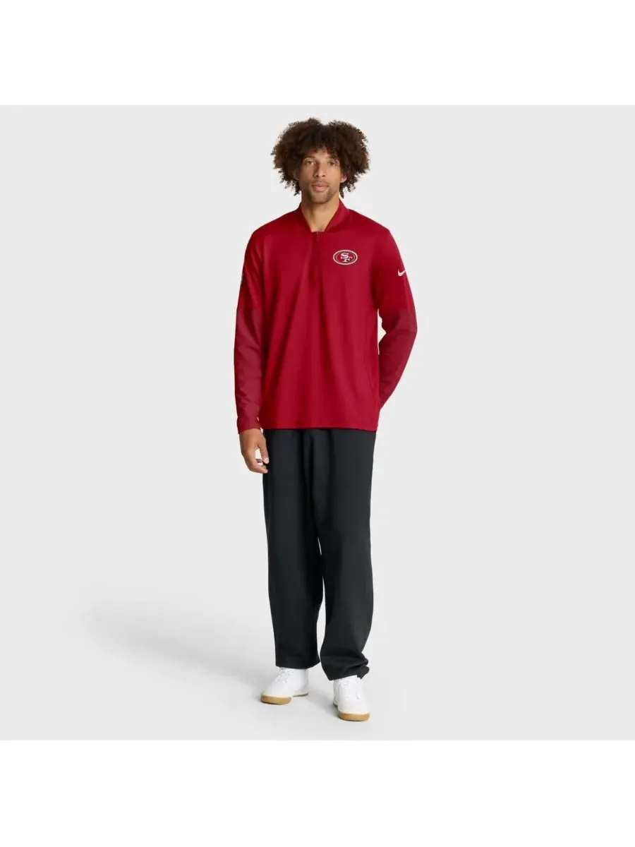 Мужская алая толстовка с капюшоном San Francisco 49ers Sideline Dri-FIT с половинной молнией Nike — изображение 3 из 5, алый