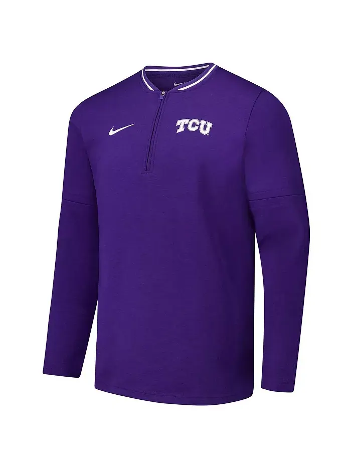 Мужская фиолетовая куртка-квартерзип TCU Horned Frogs Coaches Nike — изображение 2 из 3