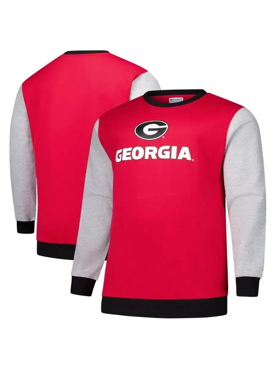 Fanatics Мужская красная толстовка Georgia Bulldogs с контрастными рукавами, большой размер груди