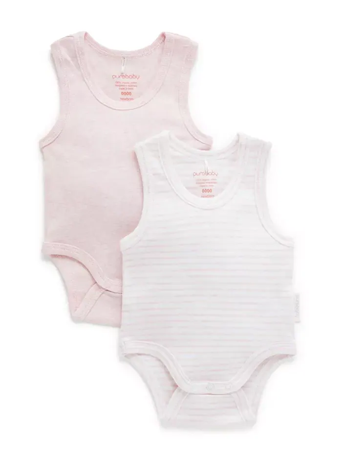 Боди для девочек из ребристой ткани, 2 шт Purebaby