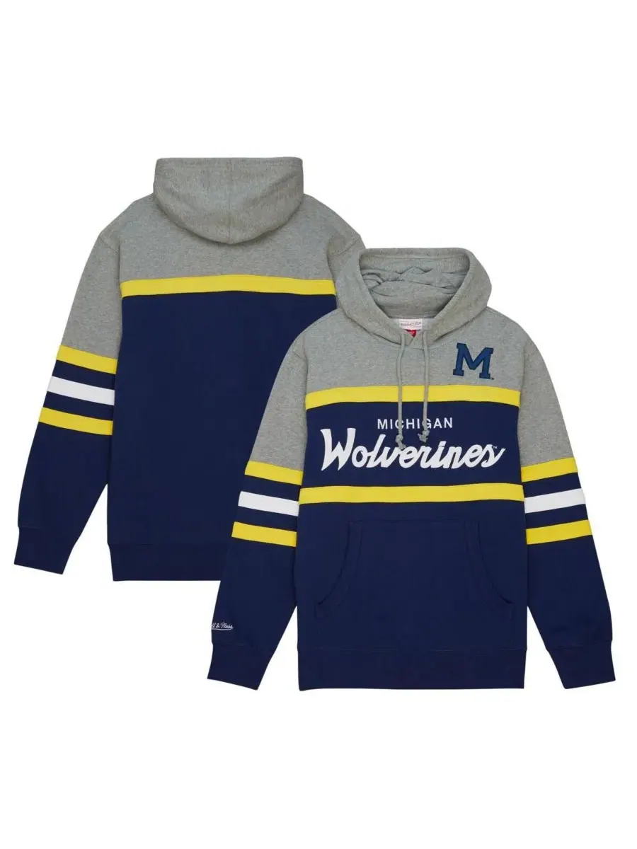 Mitchell & Ness Мужская темно-синяя толстовка с капюшоном в стиле главного тренера команды «Мичиган