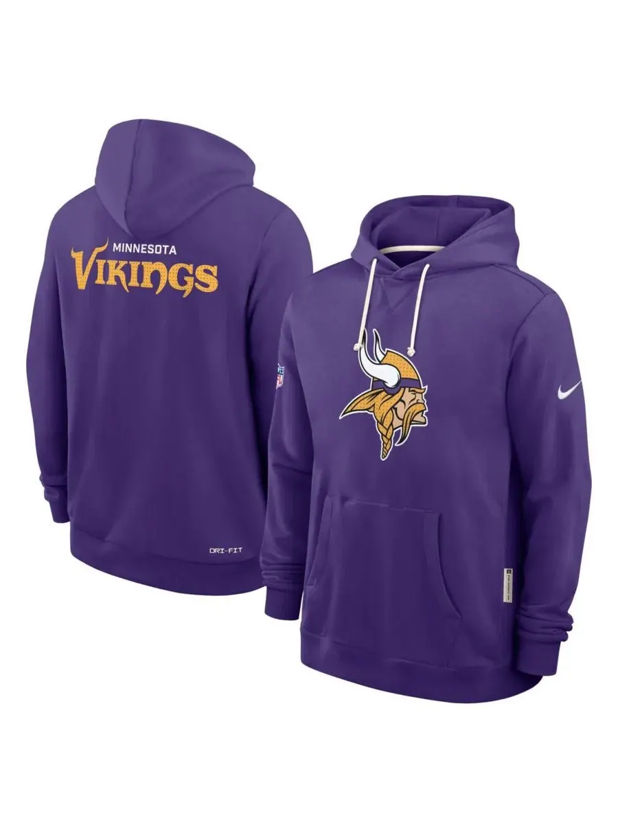 Nike Мужская фиолетовая толстовка с капюшоном Minnesota Vikings Sideline Initial Home Performance — изображение 4 из 5