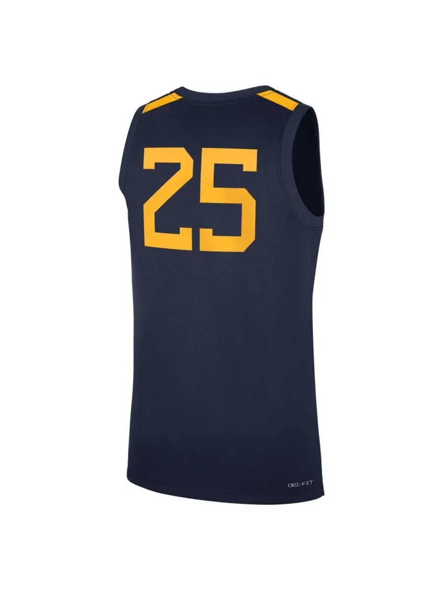 Nike Мужская баскетбольная майка West Virginia Mountaineers Road Replica, размер 25 — изображение 2 из 3, темно-синий