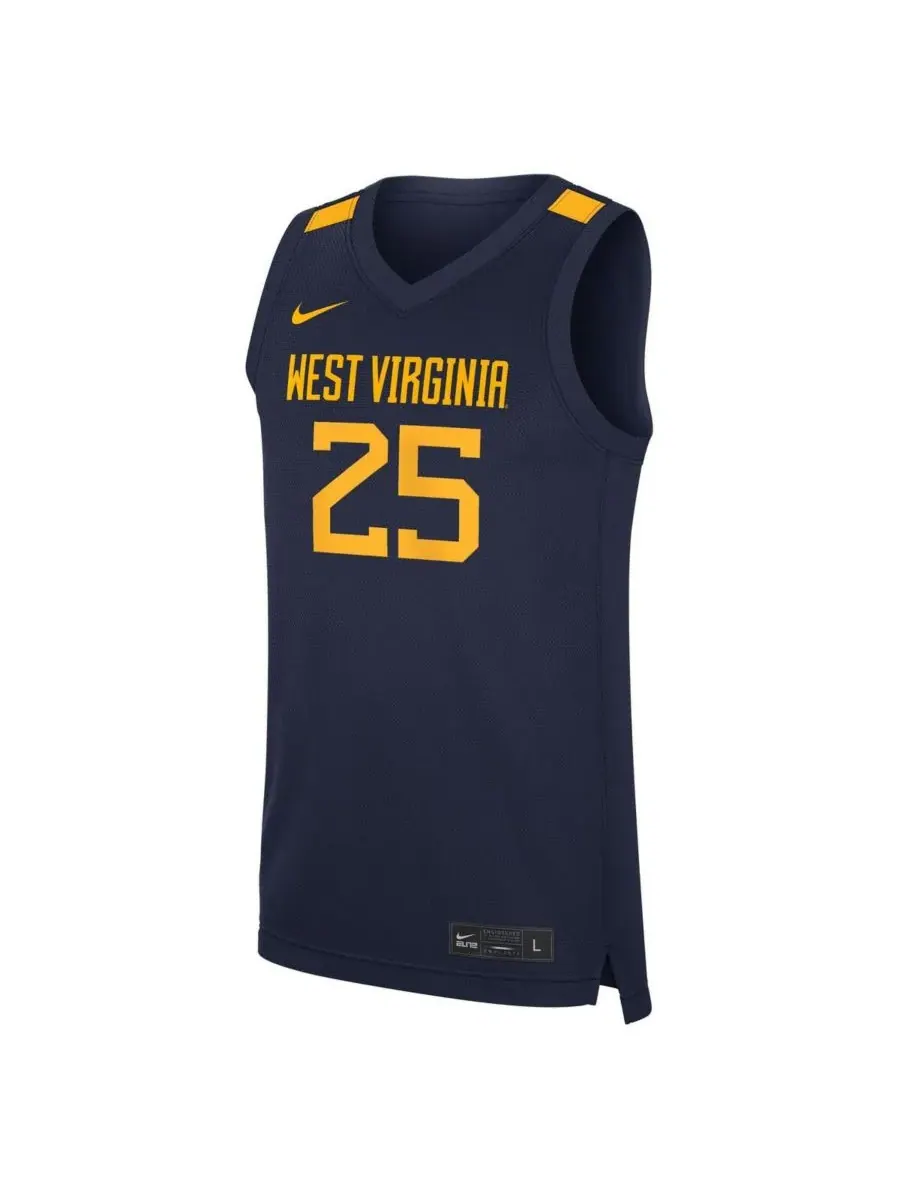 Nike Мужская баскетбольная майка West Virginia Mountaineers Road Replica, размер 25 — изображение 3 из 3, темно-синий