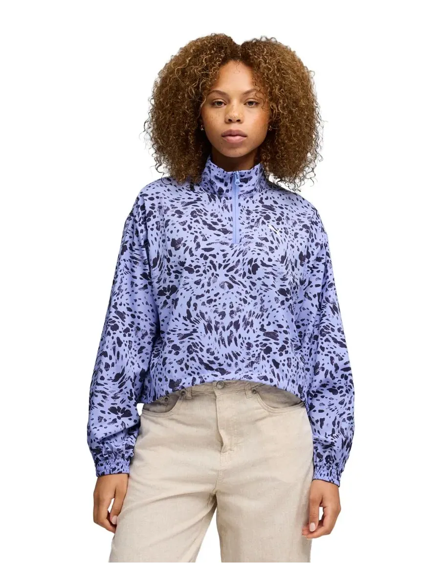 Женская куртка ESS Graphic Animal Relaxed Woven Half-Zip Puma, Intense Lavender
