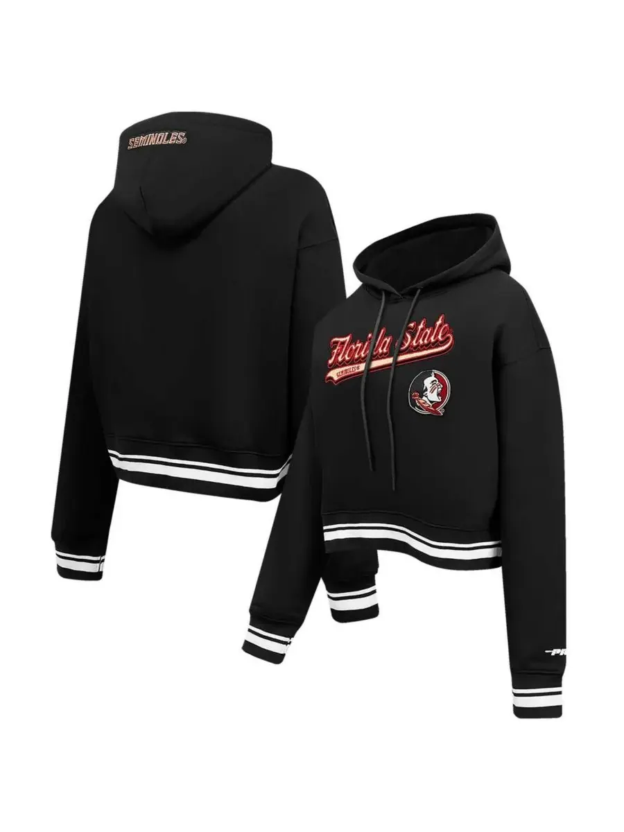 Pro Standard Женская черная флисовая укороченная толстовка с капюшоном Florida State Seminoles