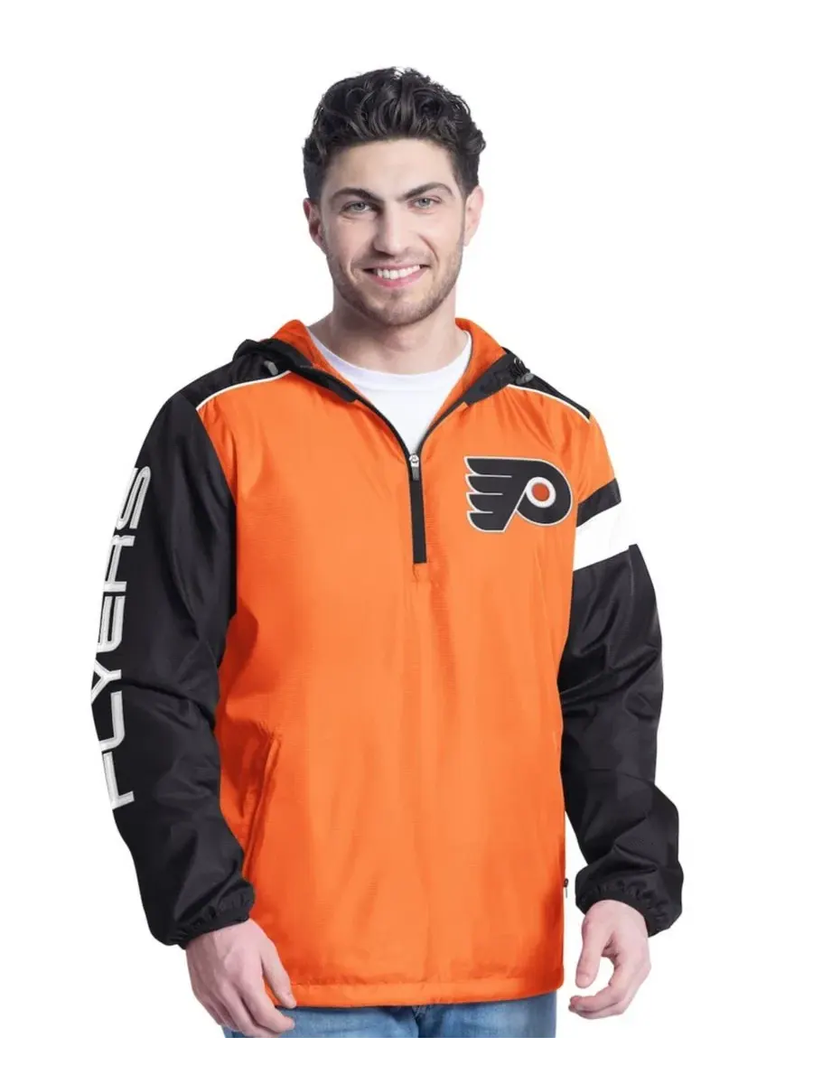 Мужская оранжево-черная толстовка Philadelphia Flyers с боковой молнией до середины груди G-Iii