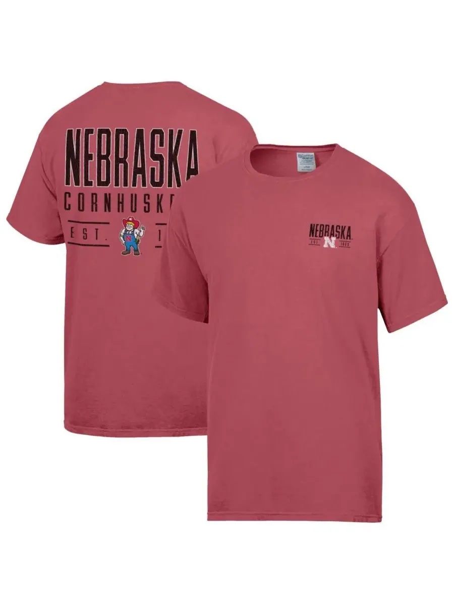 Comfortwash Мужская красная футболка с логотипом команды Nebraska Huskers
