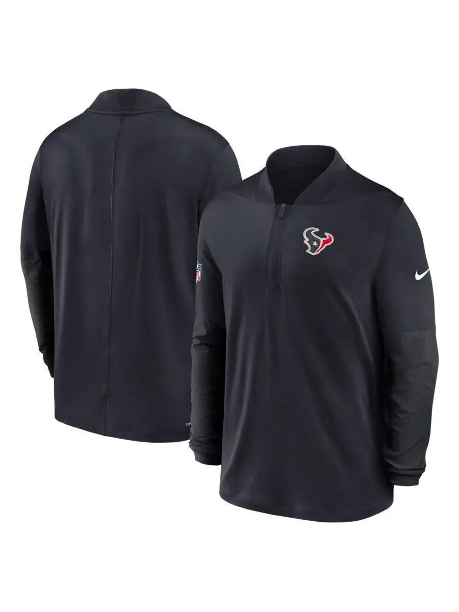 Nike Мужской темно-синий пуловер Houston Texans Sideline Dri-FIT с половинной молнией — изображение 4 из 5