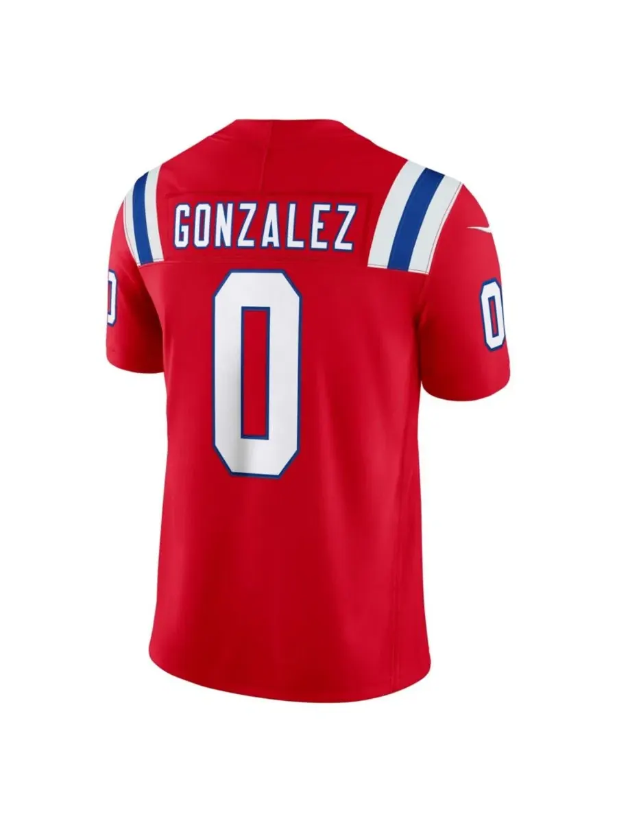 Мужская футболка Nike Christian Gonzalez New England Patriots Alternate Vapor F.U.S.E. Stitched — изображение 3 из 3, красный