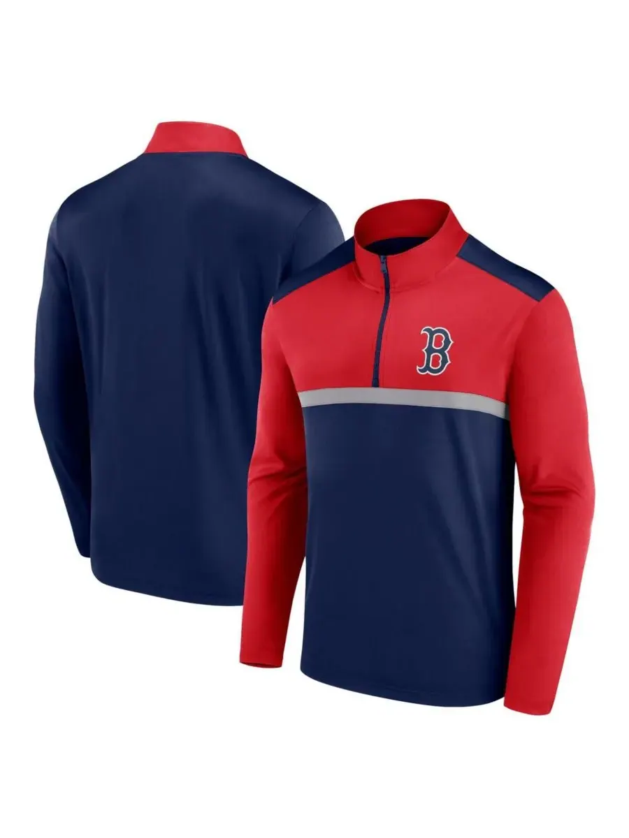 Fanatics Мужская темно-синяя футболка Boston Red Sox Unstoppable с застежкой-молнией на четверть