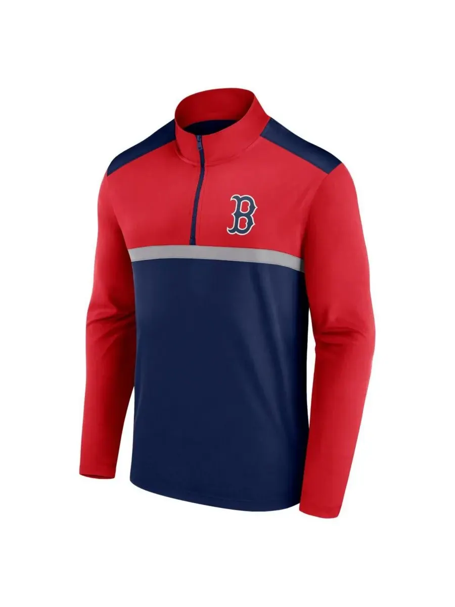 Fanatics Мужская темно-синяя футболка Boston Red Sox Unstoppable с застежкой-молнией на четверть — изображение 2 из 3