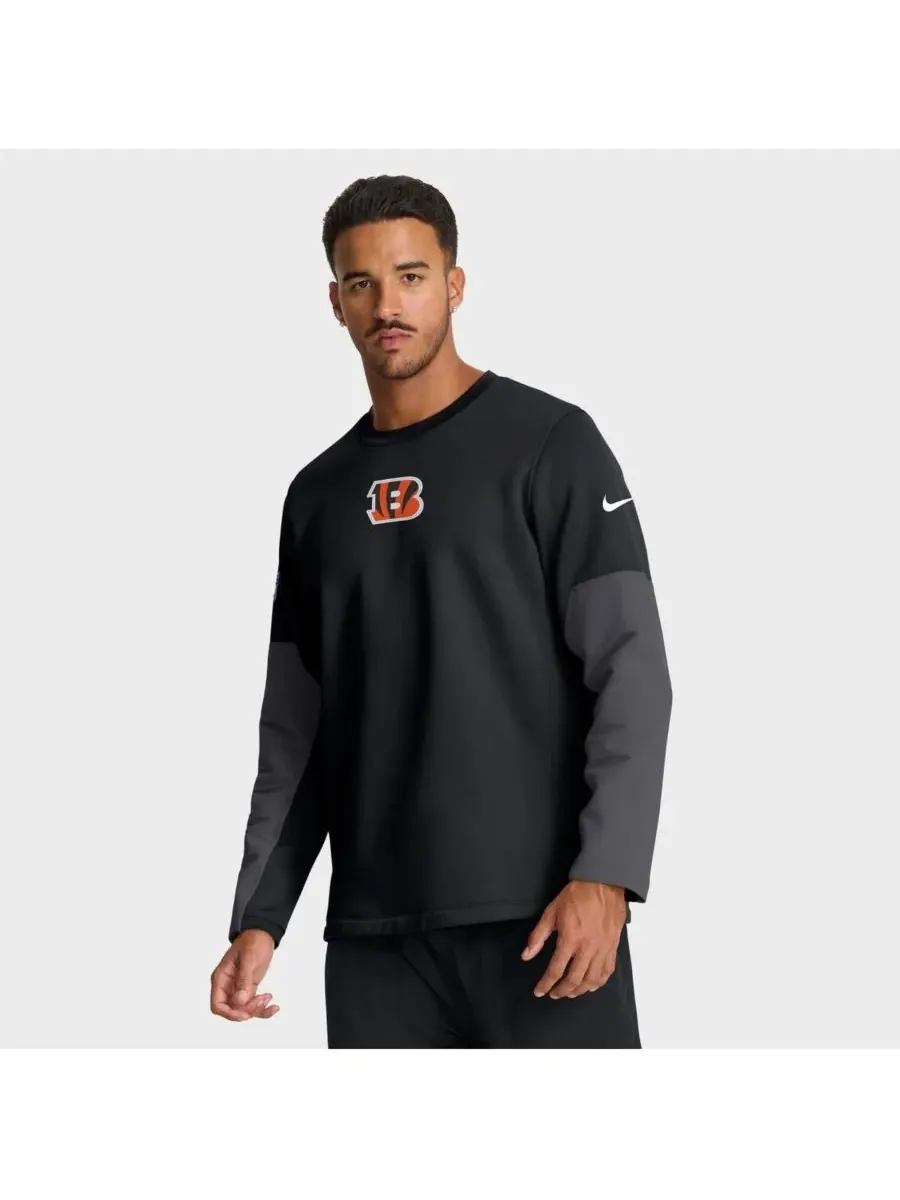Nike Мужская черная футболка с длинным рукавом Cincinnati Bengals Sideline Scripted to Win