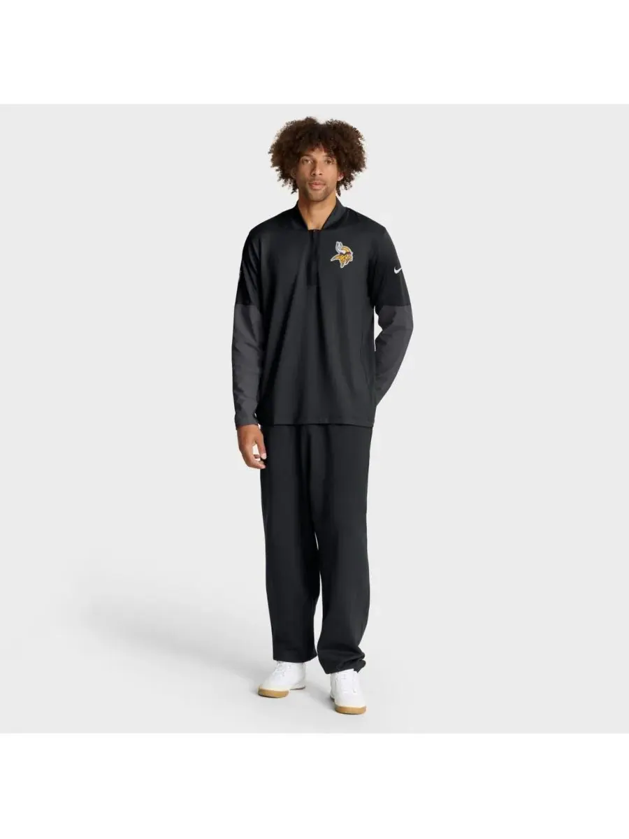Nike Мужская черная толстовка Minnesota Vikings Sideline Dri-FIT с застежкой-молнией до середины — изображение 3 из 5, черный