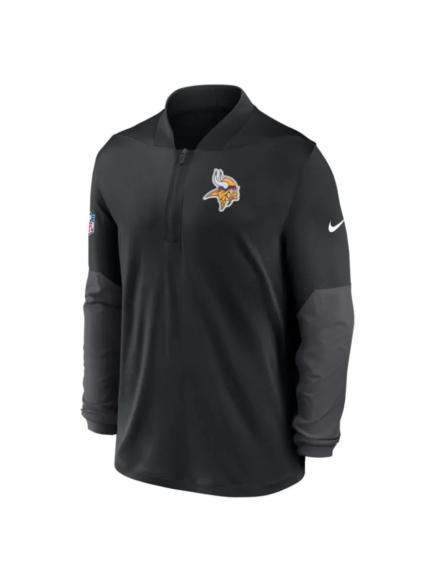 Nike Мужская черная толстовка Minnesota Vikings Sideline Dri-FIT с застежкой-молнией до середины — изображение 5 из 5, черный