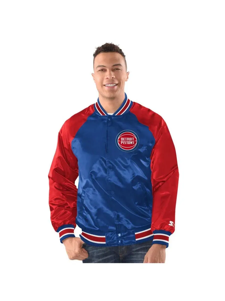 Куртка-ветровка с принтом Detroit Pistons, модель Inductee Raglan Full-Snap Varsity Jacket Starter