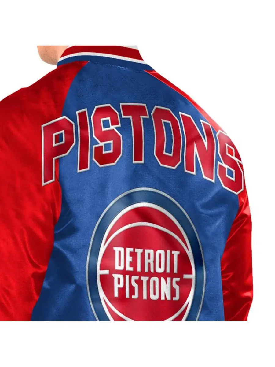 Куртка-ветровка с принтом Detroit Pistons, модель Inductee Raglan Full-Snap Varsity Jacket Starter — изображение 2 из 4