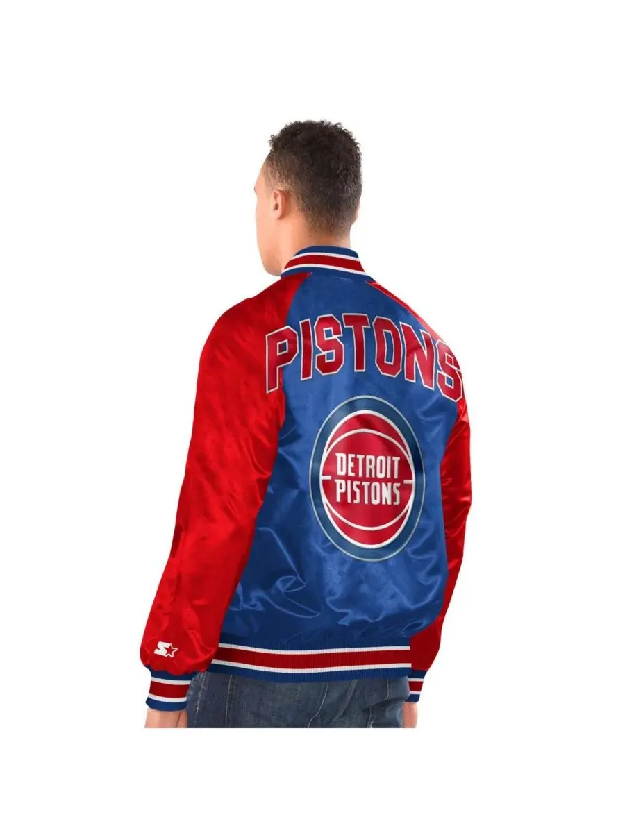 Куртка-ветровка с принтом Detroit Pistons, модель Inductee Raglan Full-Snap Varsity Jacket Starter — изображение 4 из 4