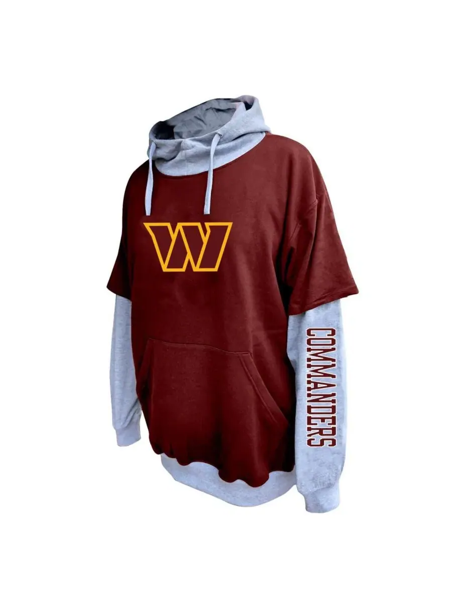 Свитшот-худи с капюшоном Washington Commanders Big & Tall Twofer Pullover Profile — изображение 2 из 3, бордовый серый