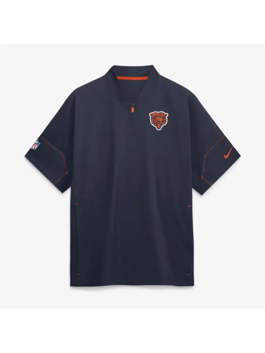 Куртка тренерская с коротким рукавом и четверть-молнией Nike Chicago Bears Navy