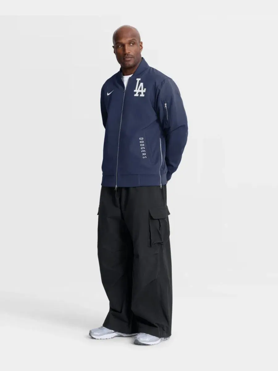 Мужская куртка-бомбер с принтом, модели Dugout Nike — изображение 5 из 5, темно-синий