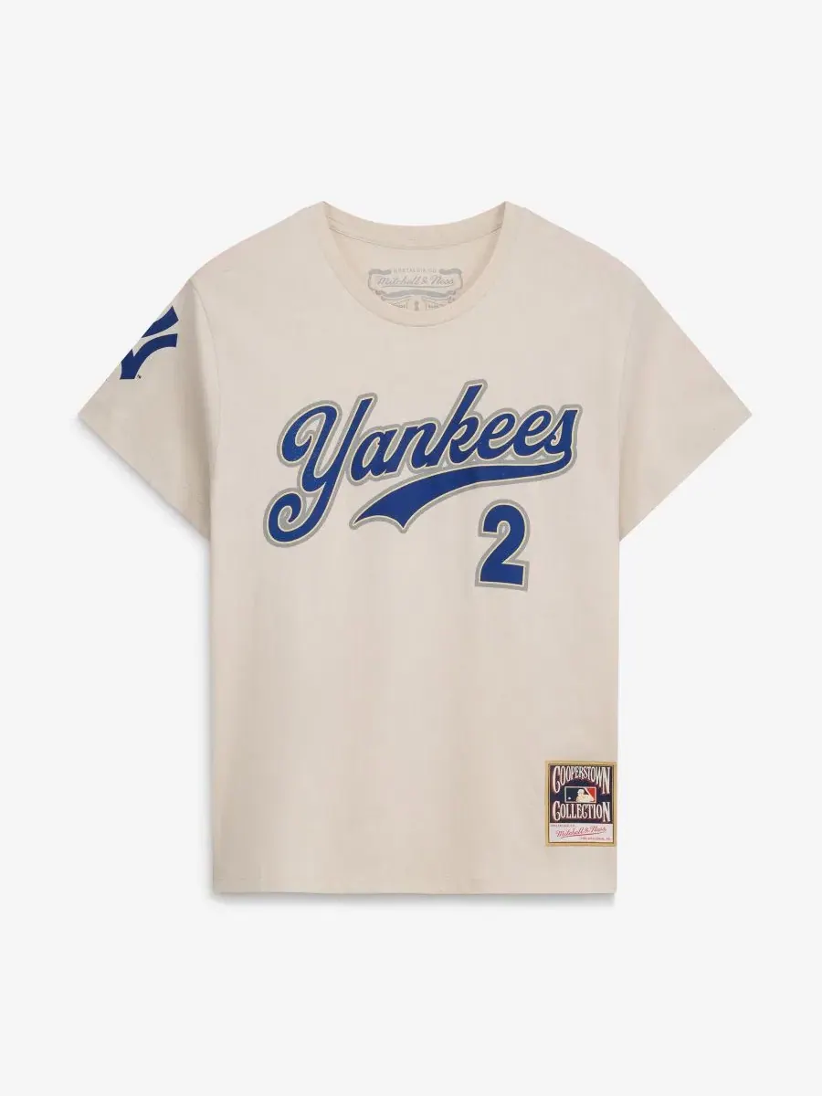 Футболка с принтом Derek Jeter Cream New York Yankees Cooperstown Mitchell & Ness