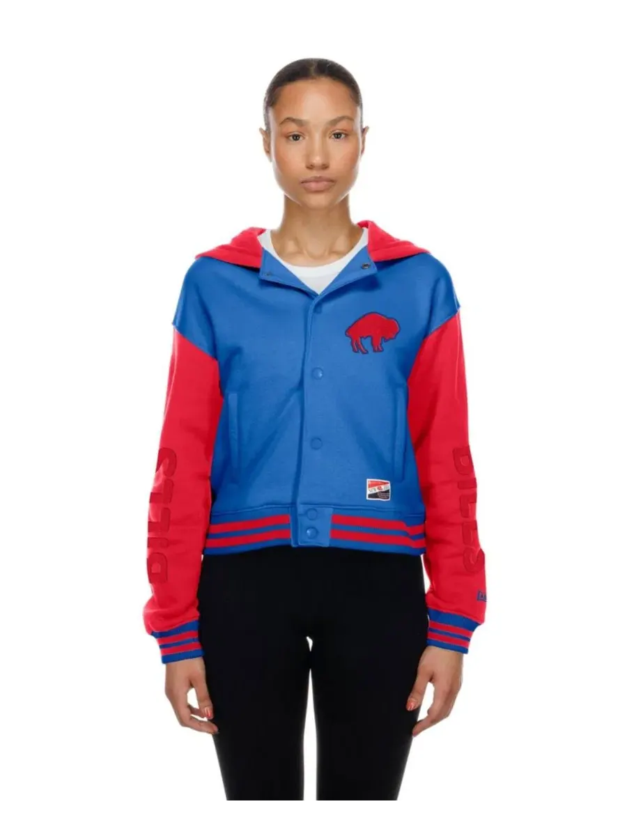 Женская куртка с капюшоном и полной застежкой на кнопках New Era Buffalo Bills Throwback