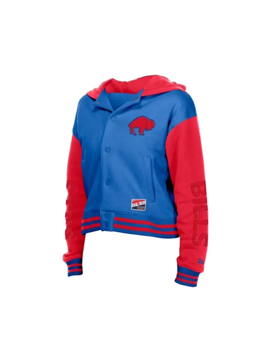 Женская куртка с капюшоном и полной застежкой на кнопках New Era Buffalo Bills Throwback — изображение 4 из 5, королевский