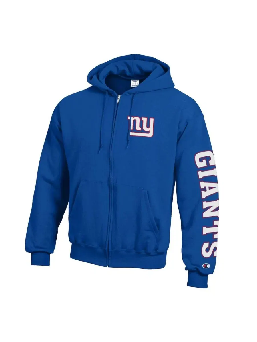 Худи на молнии с капюшоном Royal New York Giants Powerblend Fleece Full-Zip Hoodie Champion — изображение 3 из 3, королевский