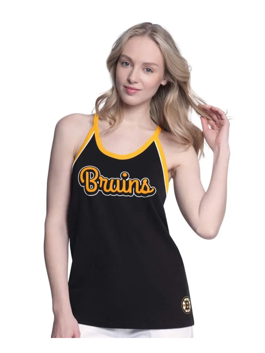 Топ-майка с разрезной спинкой Boston Bruins Curveball Racerback G-III 4Her by Carl Banks