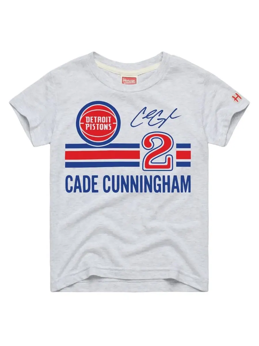 Футболка с принтом Cade Cunningham Ash Detroit Pistons Remix Signature Name & Number Tri-Blend