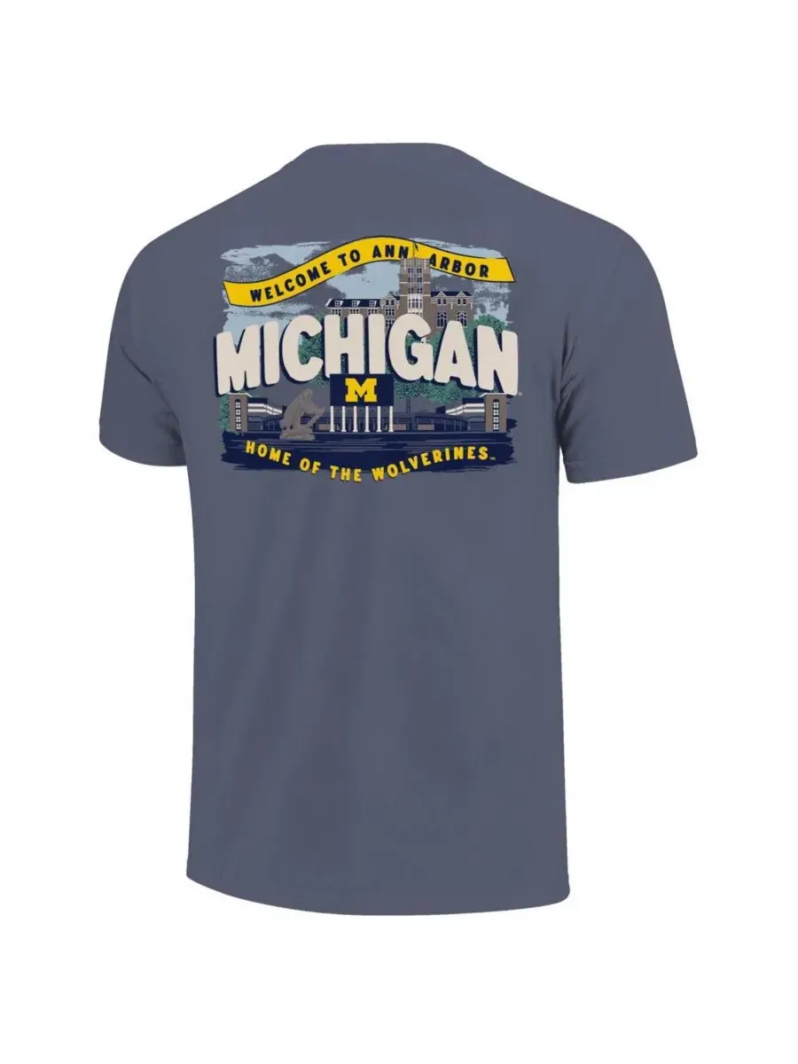 Футболка с принтом Local Campus Scene Michigan Wolverines Image One — изображение 2 из 3, темно-синий