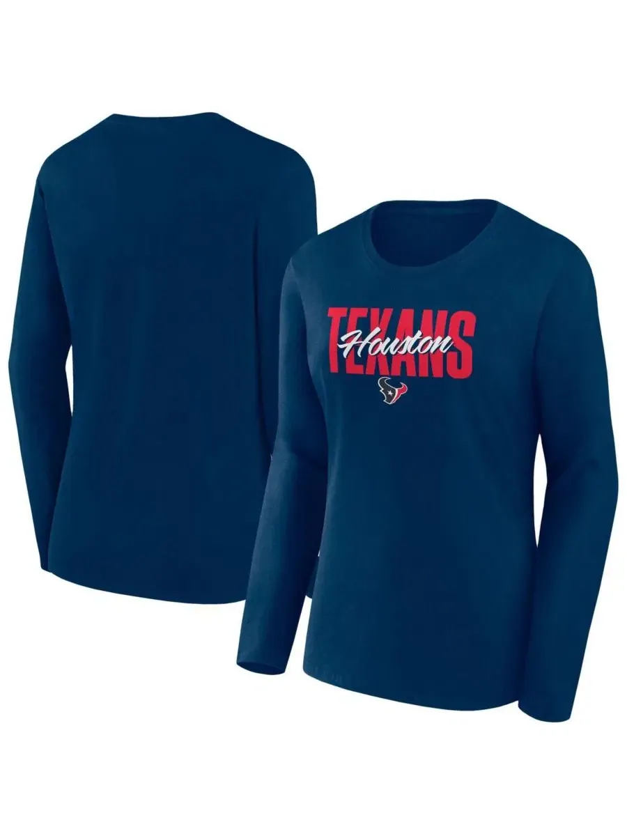 Женская футболка с круглым вырезом и длинным рукавом с принтом Houston Texans Fanatics