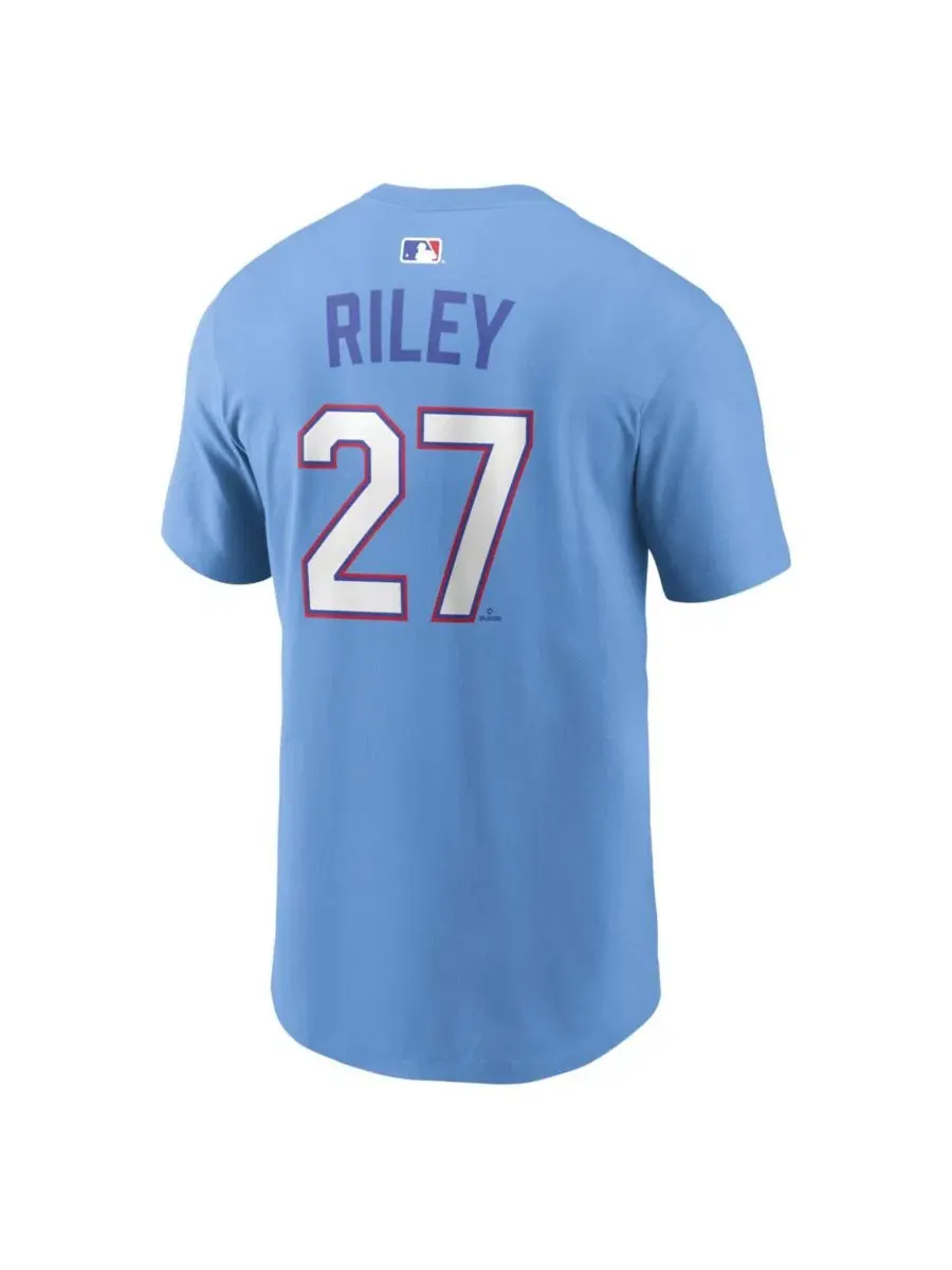 Футболка с длинным рукавом с принтом Austin Riley Powder Blue Atlanta Braves 2026 City Connect Name — изображение 3 из 3