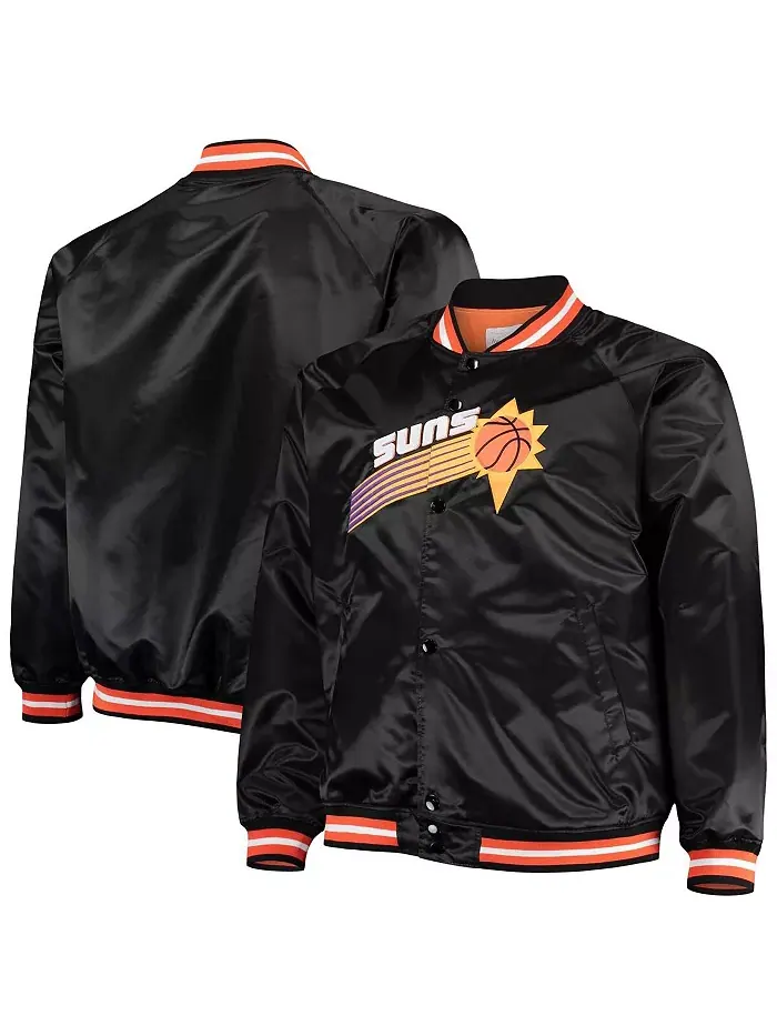 Мужская черная бейсбольная куртка на молнии Phoenix Suns Big and Tall Hardwood Classics в стиле