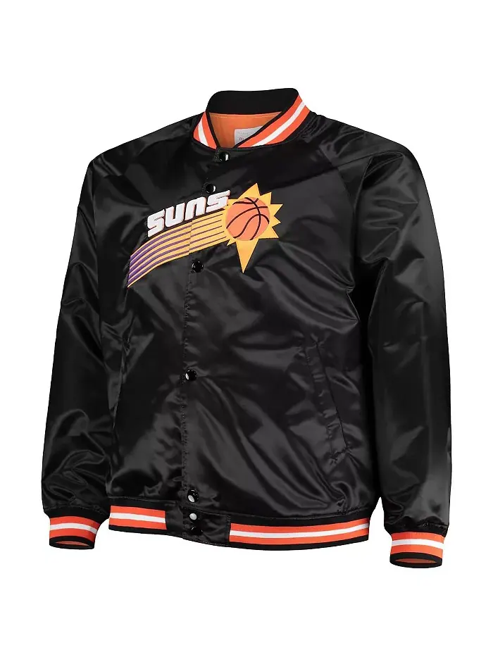 Мужская черная бейсбольная куртка на молнии Phoenix Suns Big and Tall Hardwood Classics в стиле — изображение 2 из 4