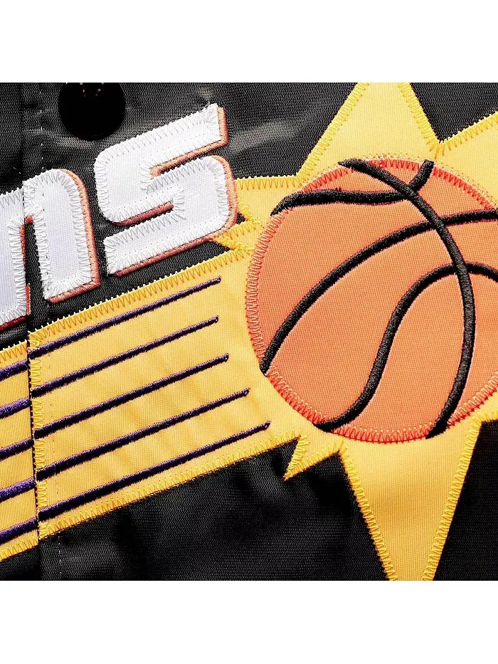 Мужская черная бейсбольная куртка на молнии Phoenix Suns Big and Tall Hardwood Classics в стиле — изображение 4 из 4