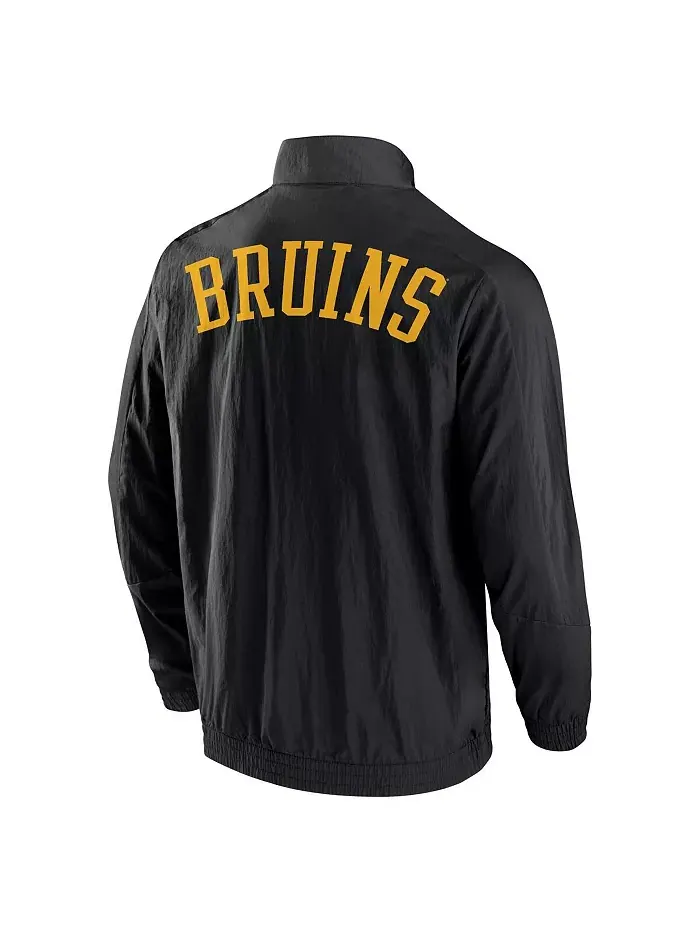 Мужская черная ветровка Boston Bruins Step Up Crinkle Raglan на молнии Fanatics — изображение 2 из 3
