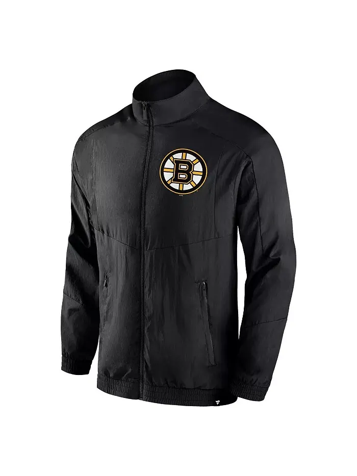 Мужская черная ветровка Boston Bruins Step Up Crinkle Raglan на молнии Fanatics — изображение 3 из 3