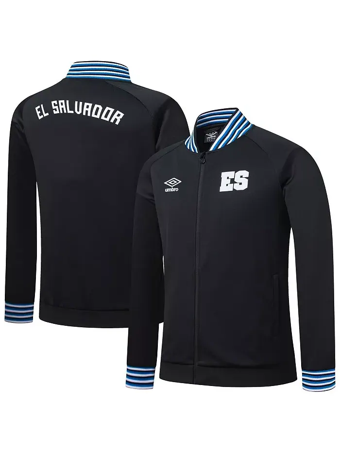 Мужская черная толстовка с молнией и регланными рукавами El Salvador National Team Presentation