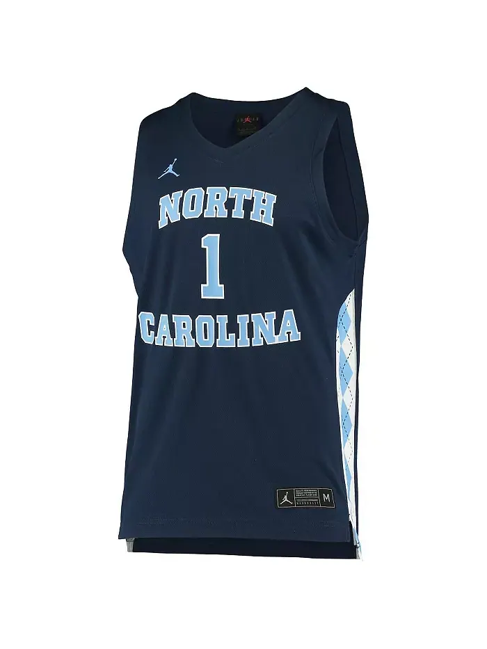 Мужская и женская баскетбольная майка-реплика №1 Navy North Carolina Tar Heels Jordan — изображение 2 из 3