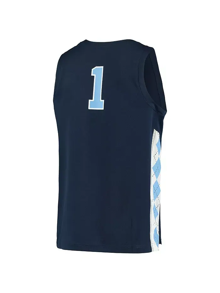 Мужская и женская баскетбольная майка-реплика №1 Navy North Carolina Tar Heels Jordan — изображение 3 из 3